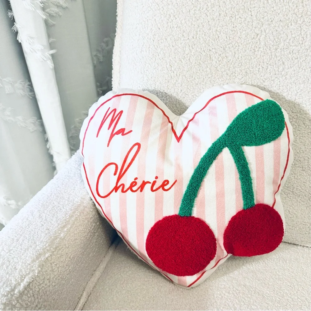 Ma Cherie Target Bullseye Playground Heart-Shaped Cherry Accent Pillow